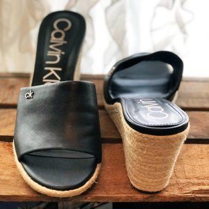 Calvin Klein Bandera Open Toe Jute Wedge Heel Sandals Women’s Size 8